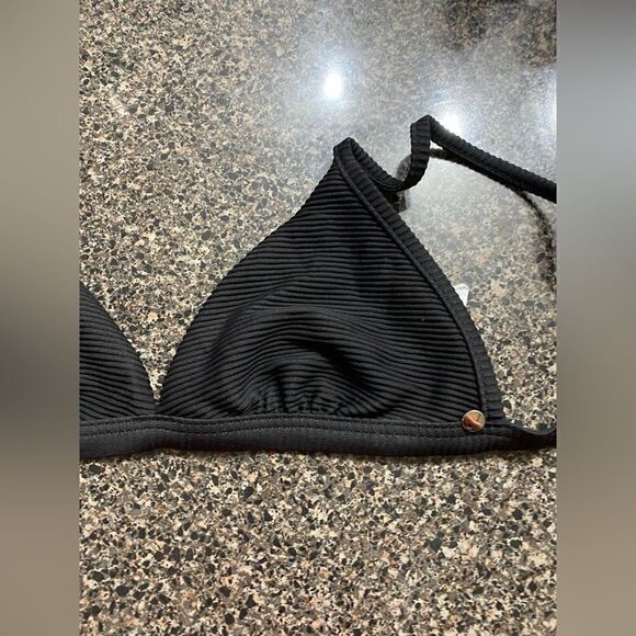 Seafolly NWT Essentials Fixed Triangle Bikini Top Black Size 6 - Picture 7 of 16